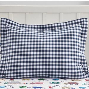 Pottery Barn Kids Organic Check Standard Sham, Navy